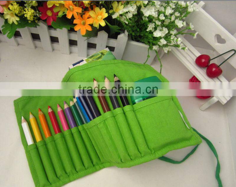 jumbo triangle coloring pencils /green cloth bag /senior grade jumbo color pencil
