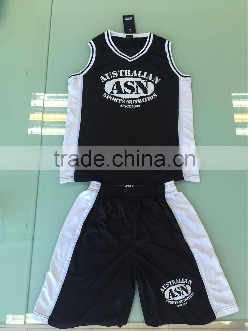 your team logo printing black and white color design basketall clothes breathable sublimation basketball uniform