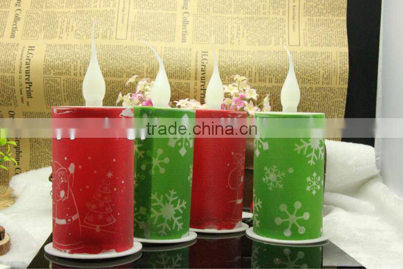 flameless led paniting christmas candle light christmas decoration
