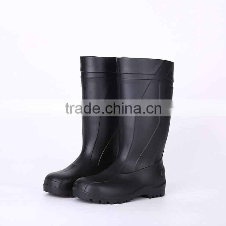 2016 Wholesale cheap black safety PVC rain boots, steel toe insert safety boots