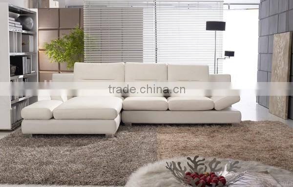 Modern Genuine White Leather Sofa with adjustable armrests 8011