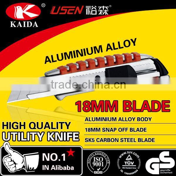 Auto Retractable Safety 18mm Snap Off Blade Aluminium Alloy Screw Lock knife