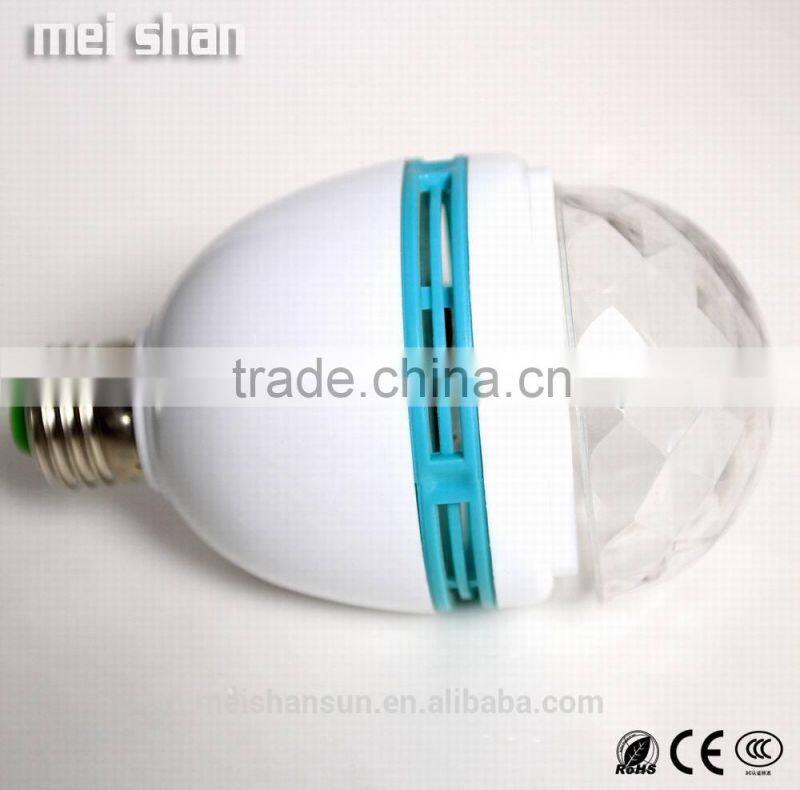 Newest 3W colourful changing light LED bulb crystal and PBT material