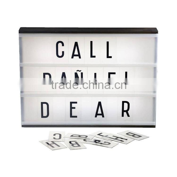 Customisable desktop battery powered massage a4 size usb cinematic sign lightbox with interchangeable colored letters sale