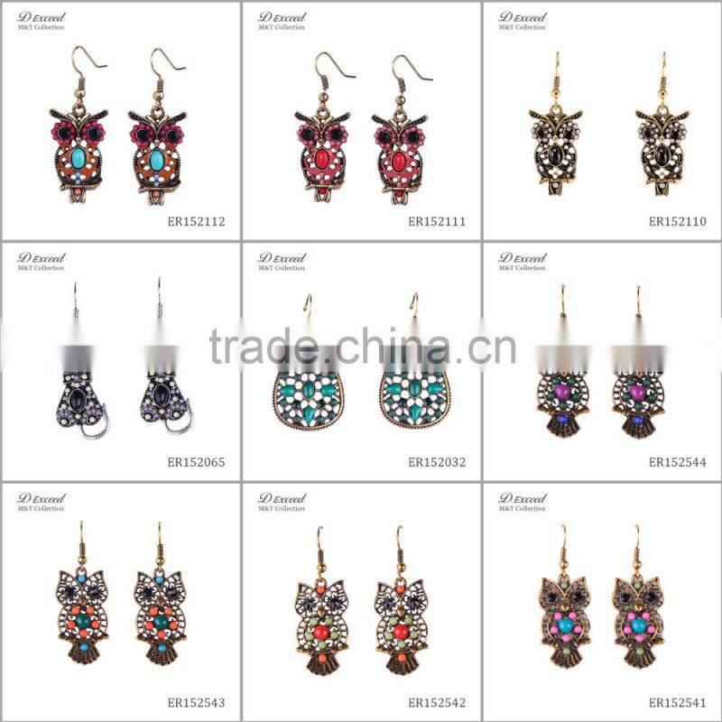 Fashion Designs Ladies Vintage Jewellery Earrings Bohemian Style Tortoise Silver Plating Drop Earrings