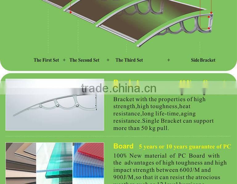 Customised modular Aluminum composite awnings cover with Plastic awning bracket 1.5m for garage door and shop