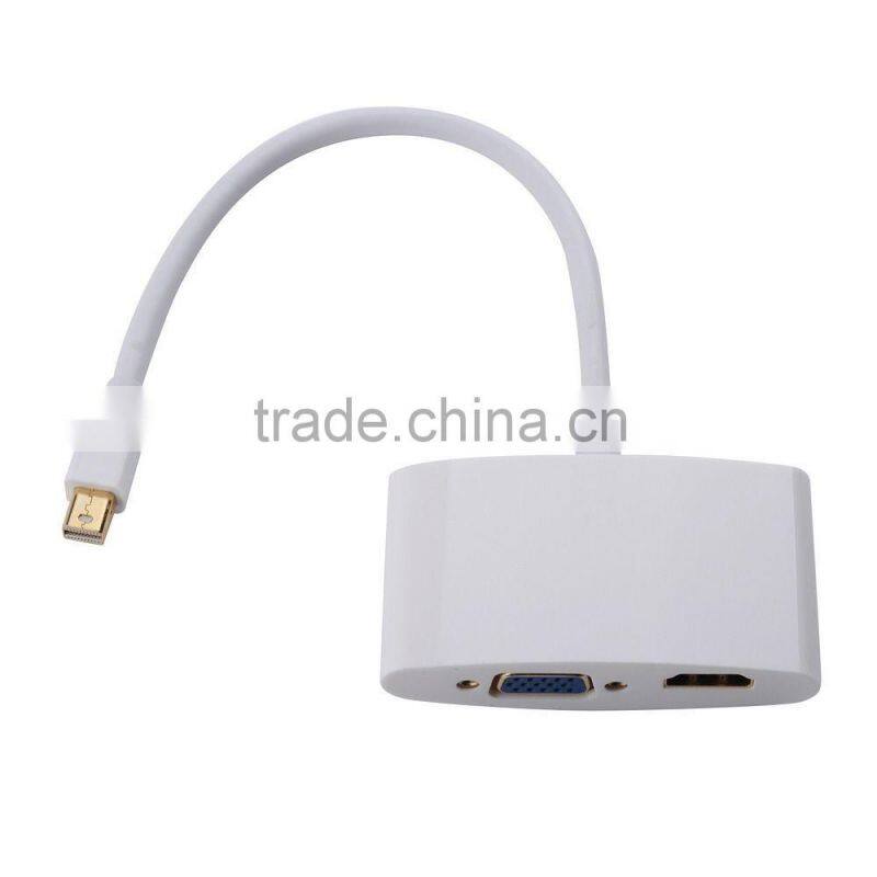 Mini DP Mini Displayport to VGA + HDMI Female 2 in 1 adapter for MAC Thunderbolt