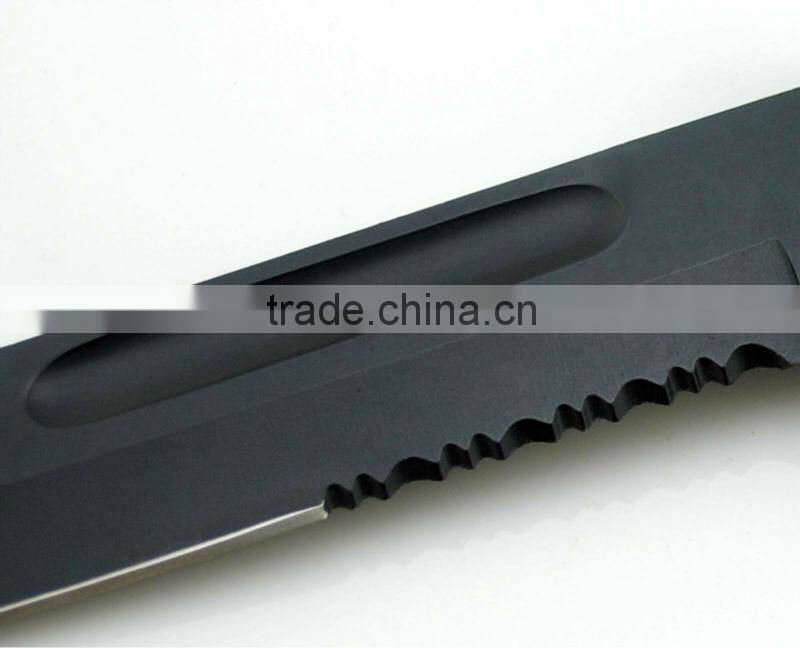 OEM stainless steel fixed blade survival knife with leather handle