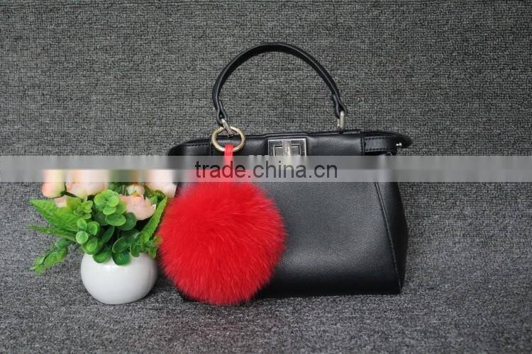 Real Natural Fox Fur Ball Pompom Keychain Hanging Accessory Pendant