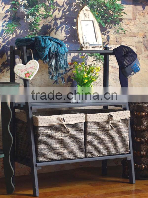 dusty blue home storage shelf
