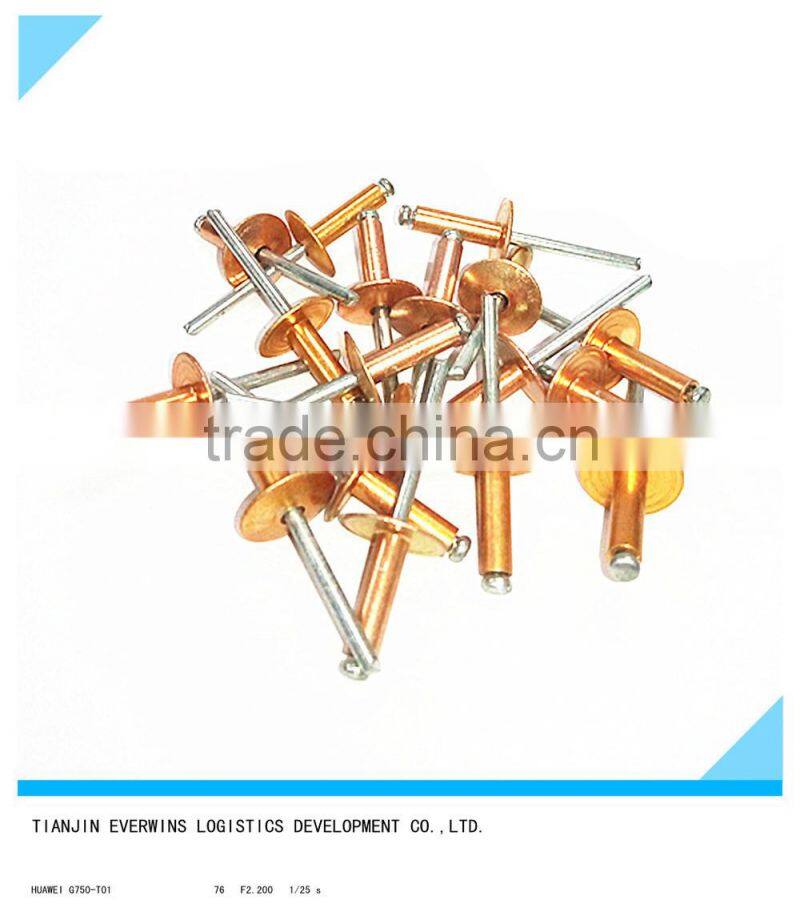 Golden color Waterproof Large flange head Aluminium blind rivets