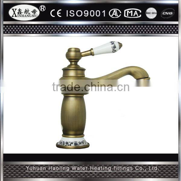 DIY assembly dual handles deck mounted antique brass faucet