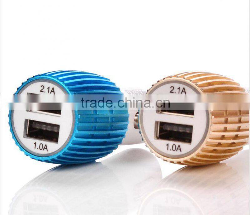 2016 wholesales newest 2 usb port metal 12 v car battery charger ,2 usb car charger