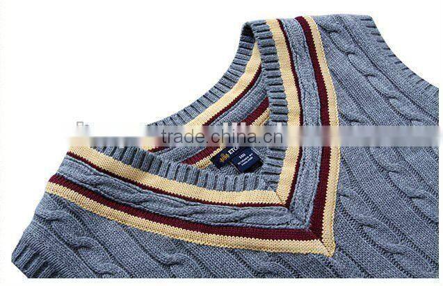 v neck children's thick cotton school uniform vest/sleeveless sweater