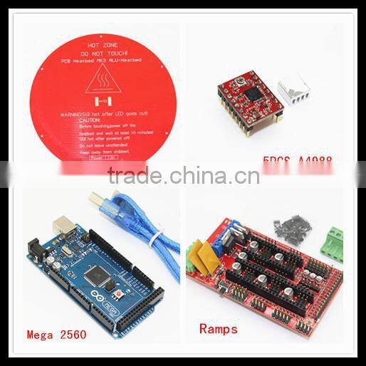 HOT 1Pcs Mega 2560 R3 +1Pcs Ramps 1.4+5pcs A4988+5Pcs Heatsinks+1Pcs Cable + MK3 Alu- Heatbed For 3d Printer