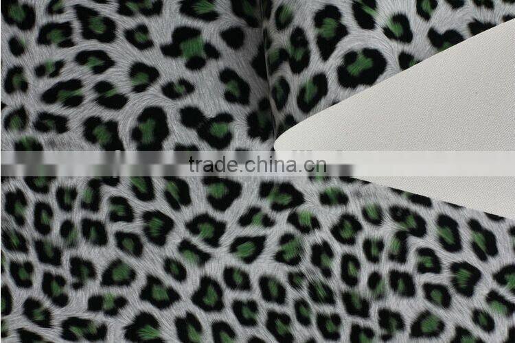 Hot sale mirror surface leopard pattern synthetic pu leather for shoes bags handbags