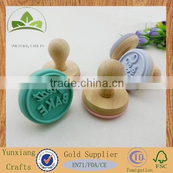 Hot sale soild wood stamp with colored silicone