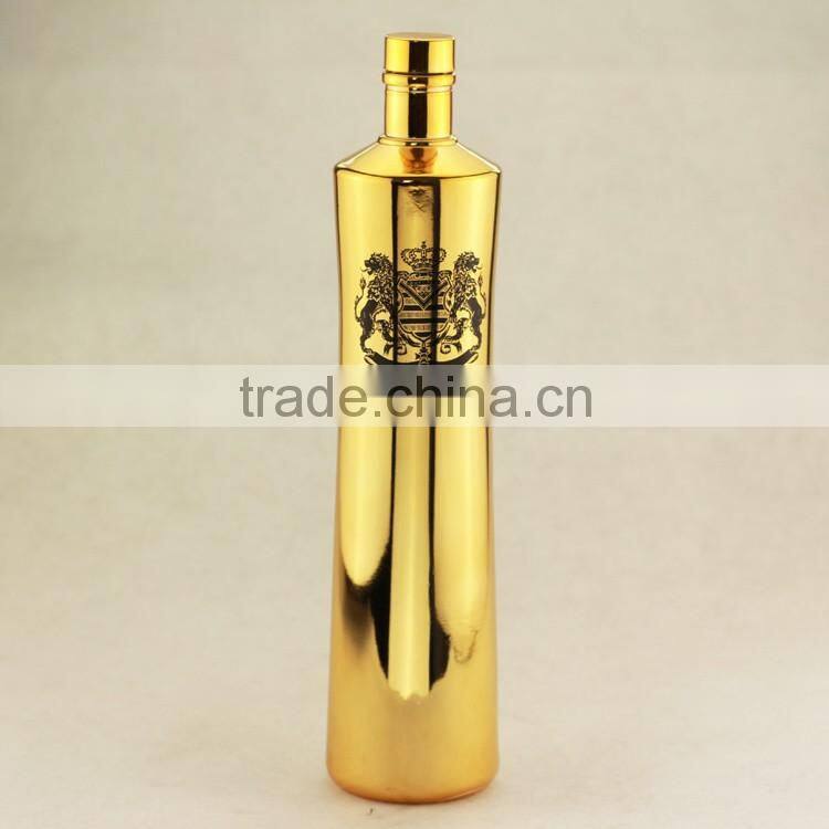 Excellent quality cheap fancy champagne bottles electroplate bottles 750ml golden bottles