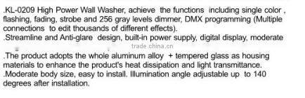 KL-0209 IP65 linear LED floodlight,DMX Control Aluminum DMX led wall wash light,