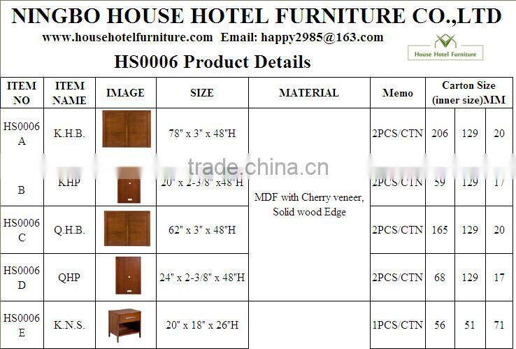King Headboard refrigerator cabinet desk and nightstand with red color