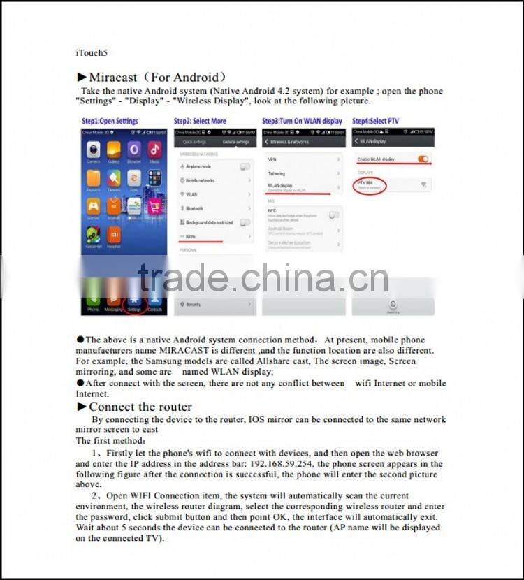 PCBA of PTV780 OEM/ODM Wifi miracast box mirror cast for Car Navigations