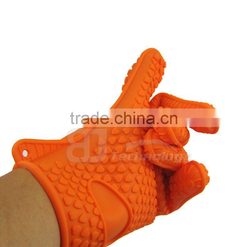 Non stick silicone glove/ silicone oven mitts for oven cooking/silicone oven gloves with fingers/bakery gloves