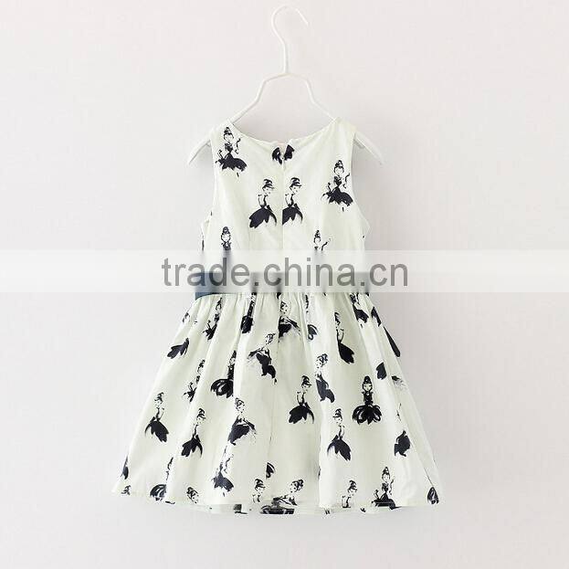 cotton print classic girls casual dresses