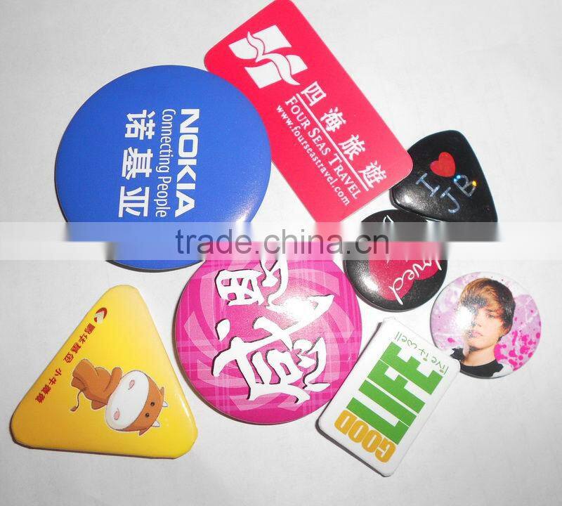OEM custom made plastic tin button badge with safe pin, plastic clip button badge