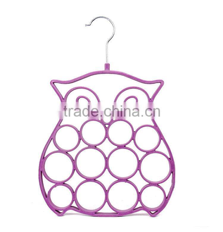 Velvet Flocked Scarf Tie Hanger Oraganizer, Owl Style