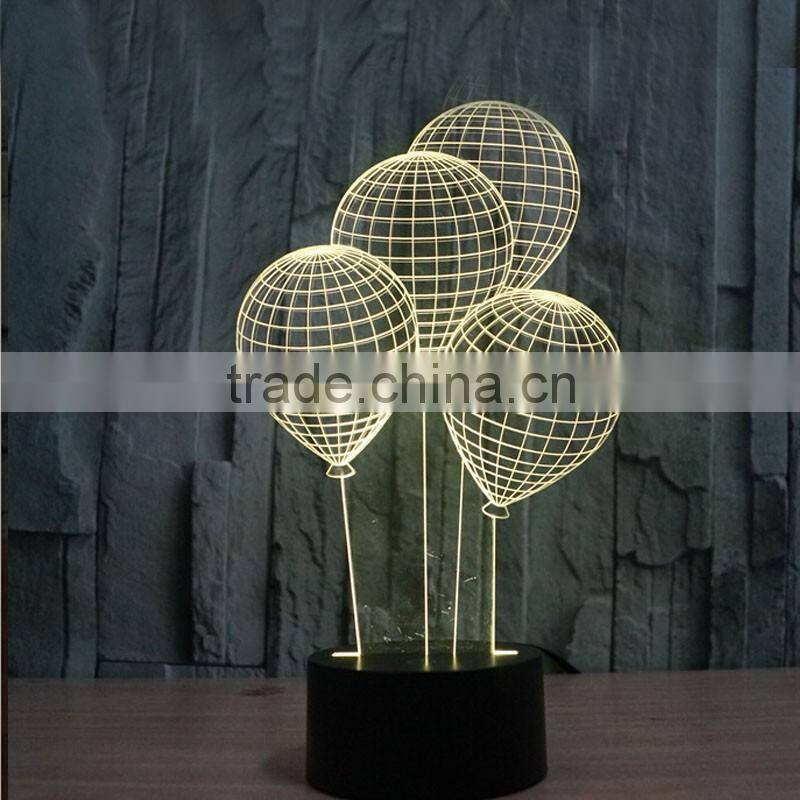 Wedding Decoration Arcylic 3D Sculpture LED 7 Colors Flashing Touch Control Night Light Costumize