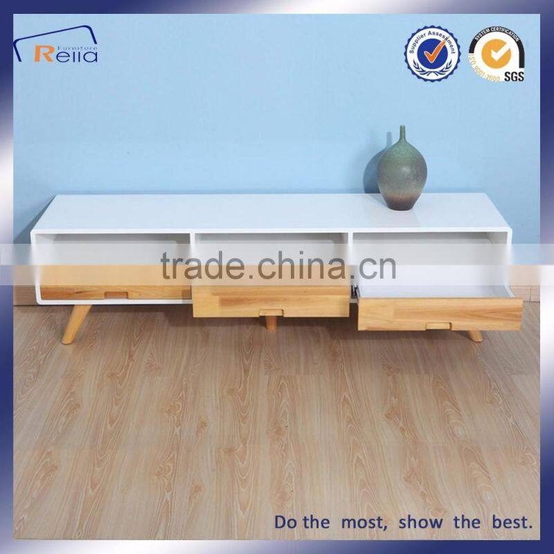 Elegant solid oak wood legs TV stand