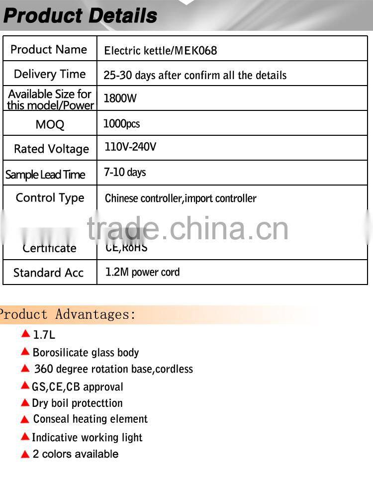 glass kettle MEK068 fast kettle kitchen appliance