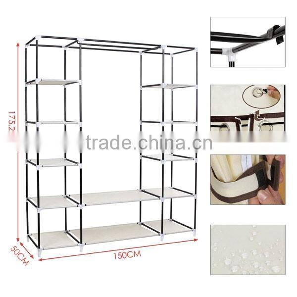 Fabric Hanging Rail Storage Shelves Cupboard Wardrobe Clothes