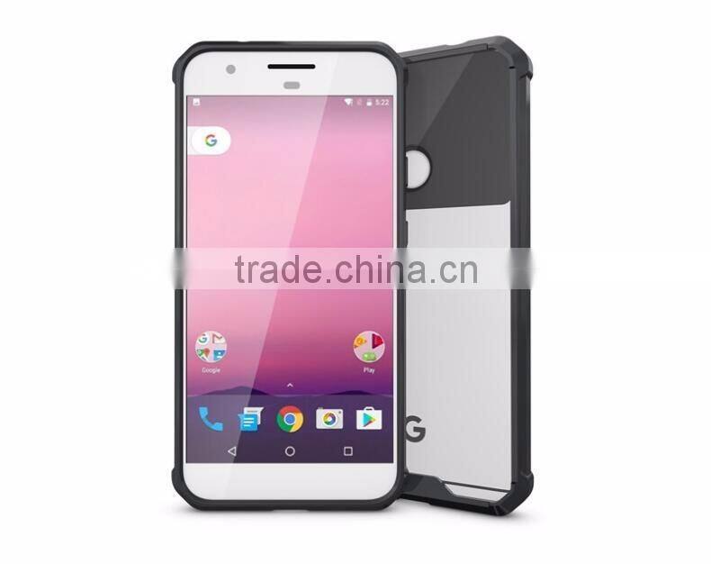 Wholesale Cheap Price Transparent 2 in 1 TPU Bumper + Hard Plastic Hybrid Back Cover Acrylic Clear Case For Google Pixel XL