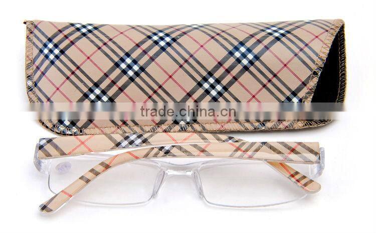 2014 high grade cheap plastic reading glasses with case