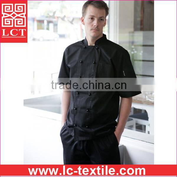 Recommend 2015 Double breasted slim fit design kitchen uniform with top quality finishing(LCTU0023)
