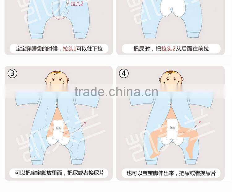 100% cotton anti kicking infant child foot sleeping bag long sleeve without filling blue style