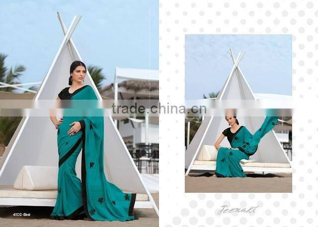 Casual Cream Georgette Designer Saree For Sale Online