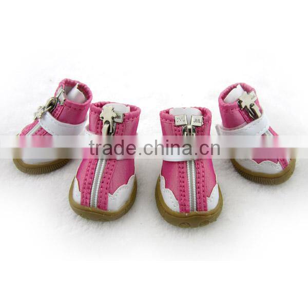 2014 JML PU leather blue dog shoes with rubber sole