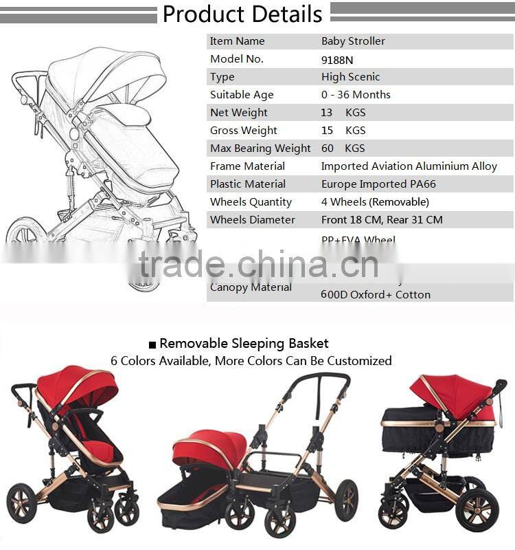 Lightweight Colorful Aluminium Alloy Baby Strollers Baby Pram Baby Push Chair Folding Easily 600D Oxford Polyster Fabric