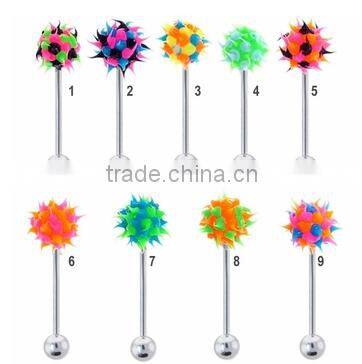 Flower body jewelry black rose navel piercing jewelry with balls belly bars