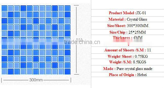 Sea Blue crystal glass mosaic tile with good quality
