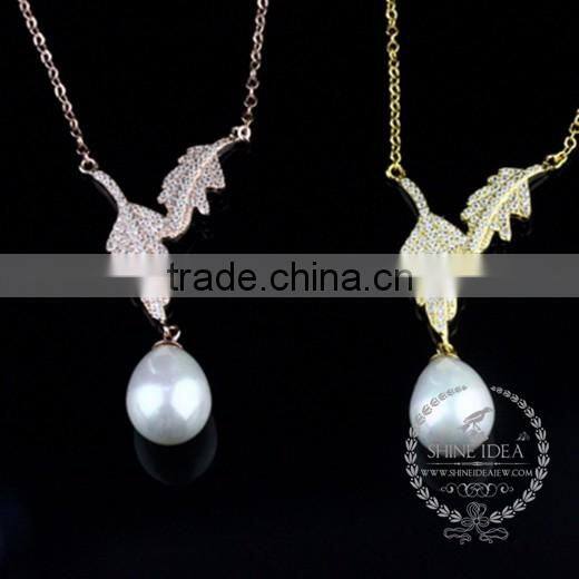 925 sterling silver spring leaf with pearl creative pendant necklace fashion women necklace jewelry 6360461