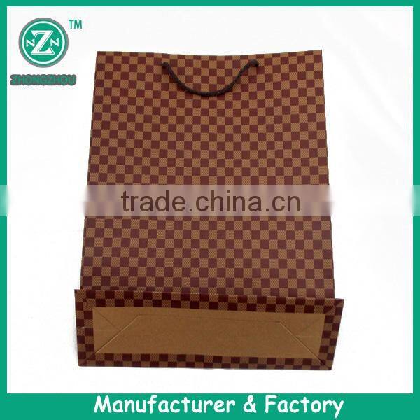 High quality Grid pattern design recycled paper bag