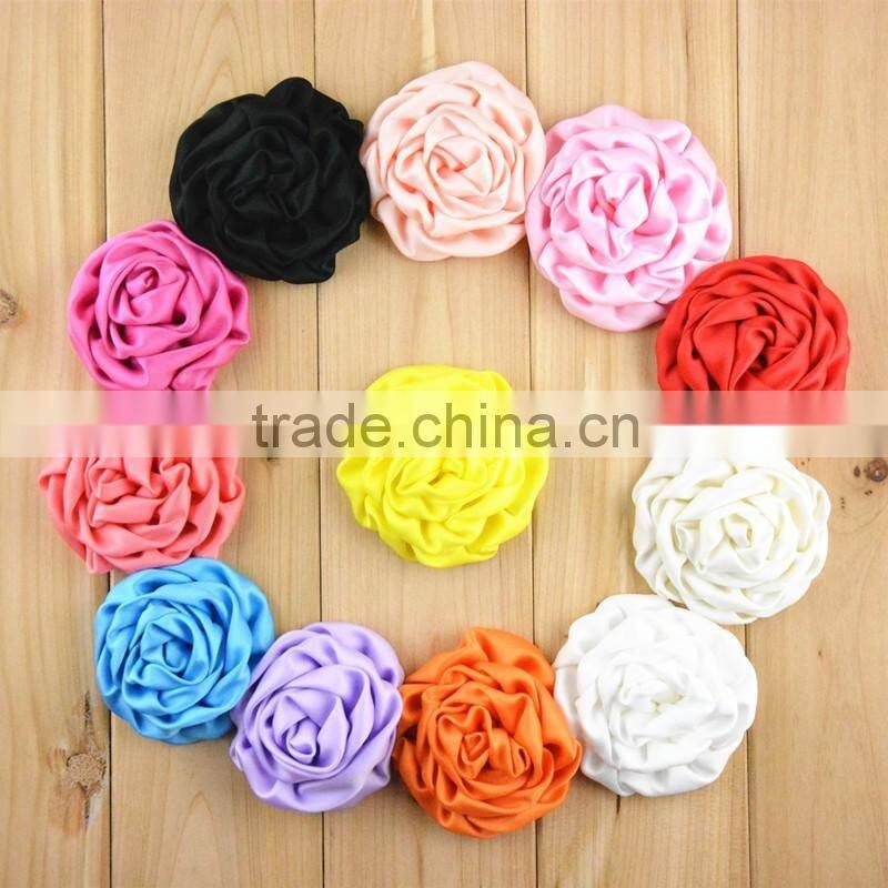 Decorative flower 7.5cm wide satin silk roses flower for clothes/hair accessories