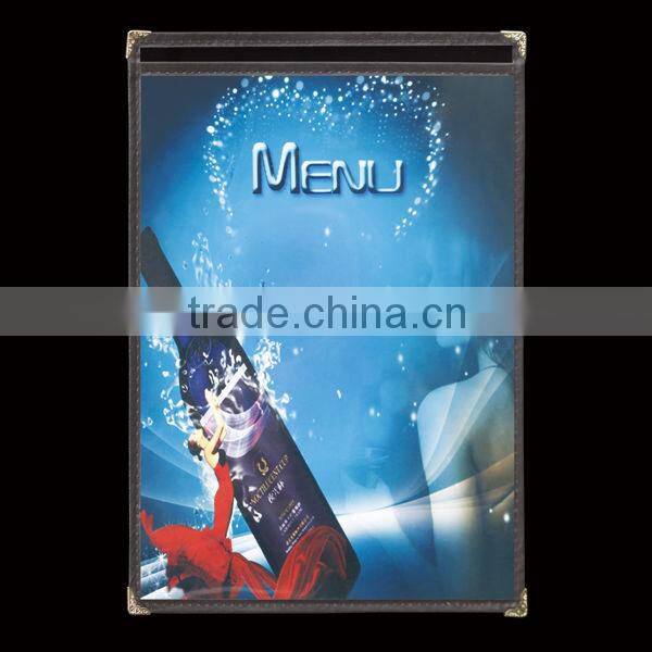 Leather custom fashion hotel menu cover for hotel using