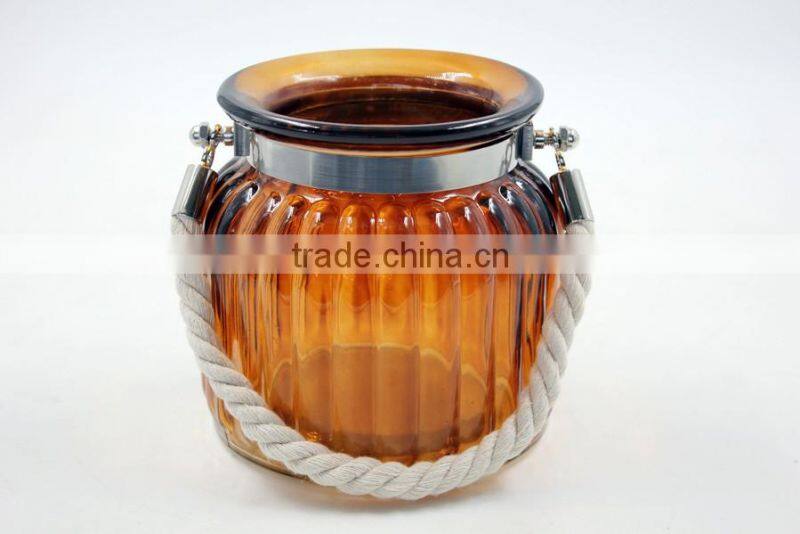 cotton rope pumpkin glass candle holder