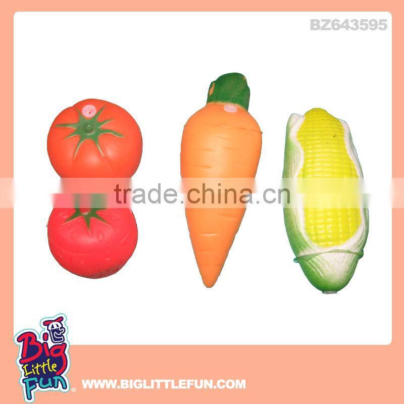 Vegetable toys soft rubber toys for kids with whistle