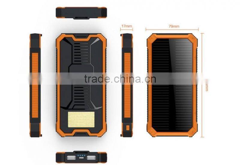 Two usb phone charger 12000mah solar bank