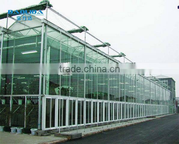 Galvanized steel structure glass covering greenhouse